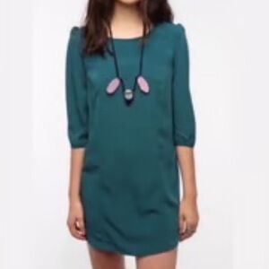 NWT Kimchi Blue 3/4 Sleeve Blue Green Shift Dress Size S